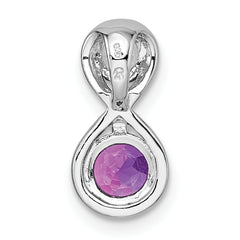 Sterling Silver Rhodium-plated Polished Round Lab Created Ruby and CZ Infinity Chain Slide Pendant