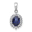 Sterling Silver Rhodium-plated Polished Lab Created Sapphire and CZ Oval Halo Pendant