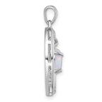 Sterling Silver Rhodium-plated Polished Fancy Lab Created Opal and White Topaz Oval Pendant