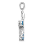 Sterling Silver Rhodium-plated Polished Light Swiss Blue Topaz Dragonfly Pendant