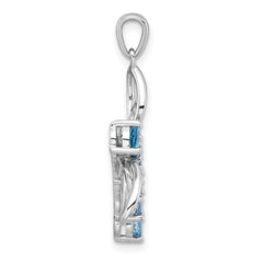 Sterling Silver Rhodium-plated Polished Light Swiss Blue Topaz Dragonfly Pendant