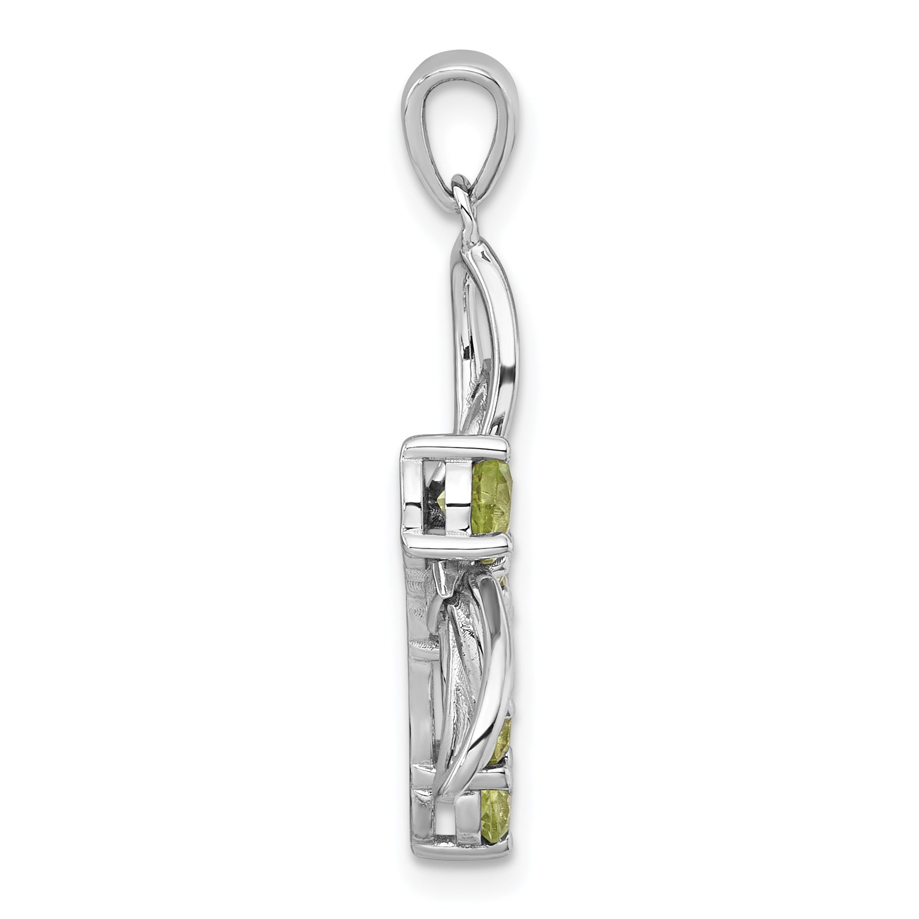 Sterling Silver Rhodium-plated Polished Peridot Dragonfly Pendant Secondary image