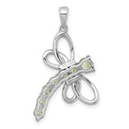 Sterling Silver Rhodium-plated Polished Peridot Dragonfly Pendant