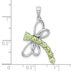Sterling Silver Rhodium-plated Polished Peridot Dragonfly Pendant