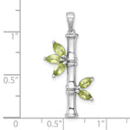 Sterling Silver Rhodium-plated Polished Fancy Peridot Bamboo with Leaves Pendant