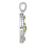 Sterling Silver Rhodium-plated Polished Garnet, Peridot and White Topaz Floral Twisted Circle Pendant
