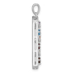 Sterling Silver Rhodium-plated Polished Fancy Oblong Multi Gemstone Pendant