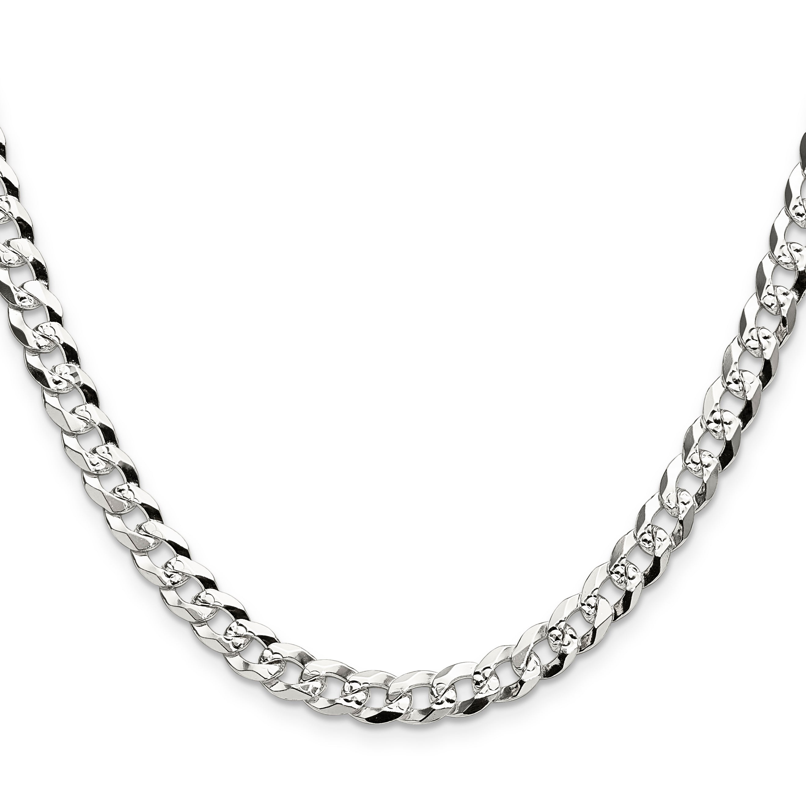Sterling Silver 5.9mm Flat D/C Pave Curb Chain