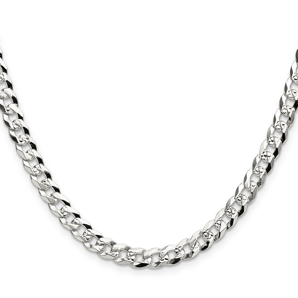 Sterling Silver 5.9mm Flat D/C Pave Curb Chain