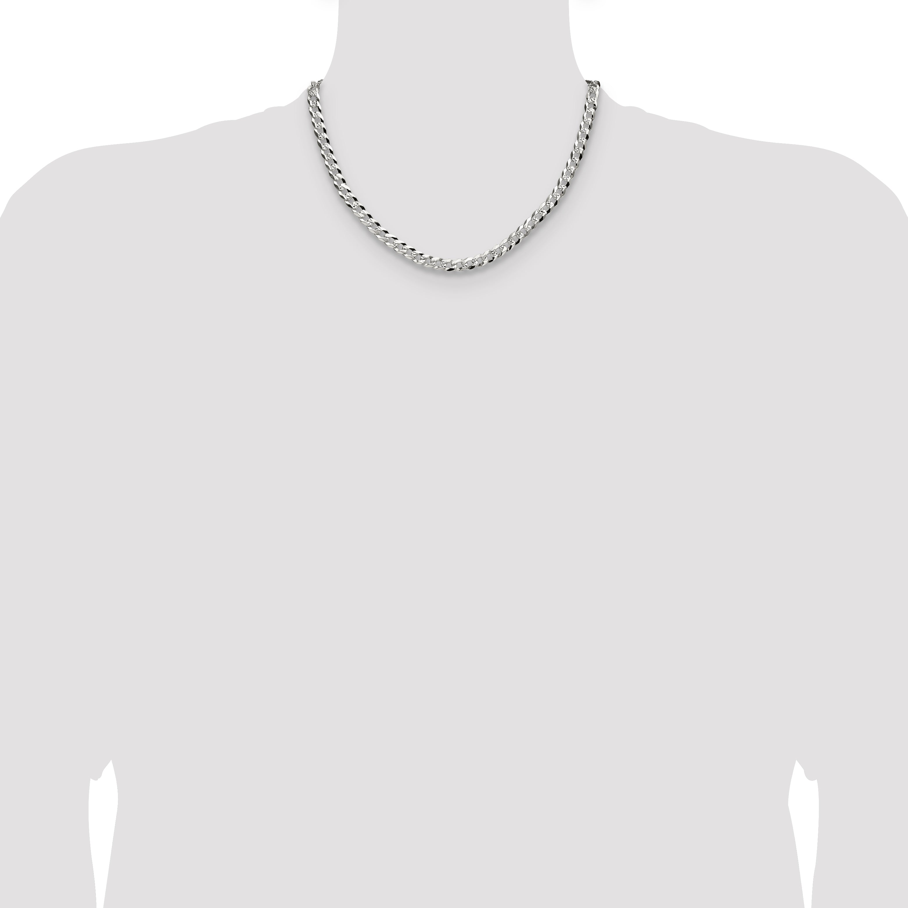 Sterling Silver 5.9mm Flat D/C Pave Curb Chain