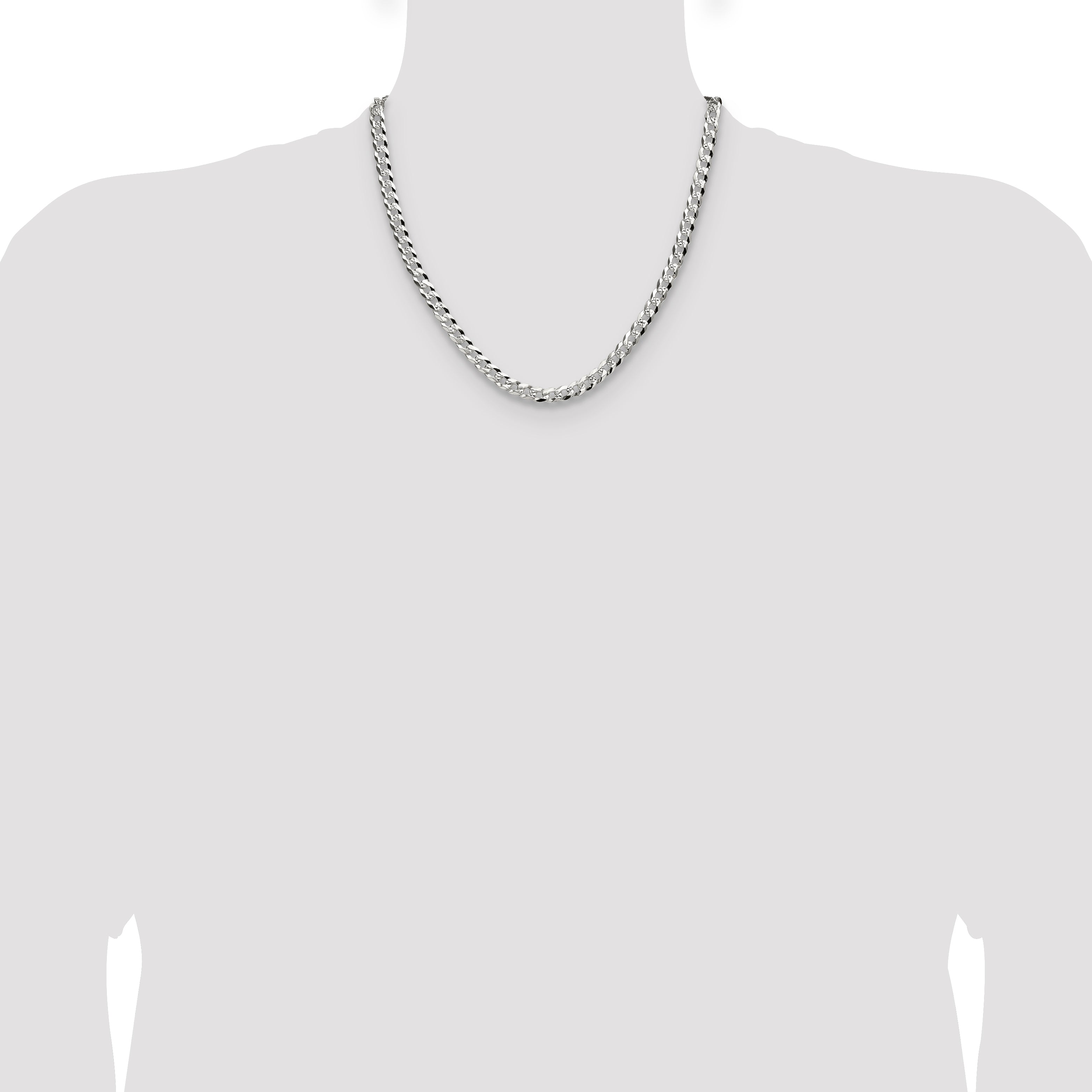 Sterling Silver 5.9mm Flat D/C Pave Curb Chain