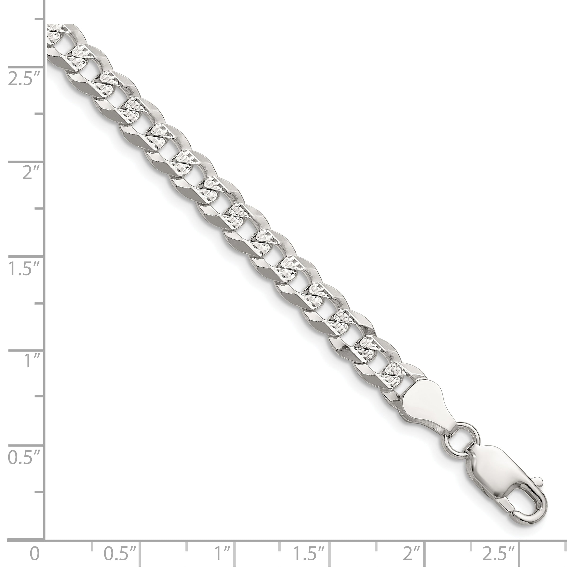 Sterling Silver 5.9mm Flat D/C Pave Curb Chain Secondary image
