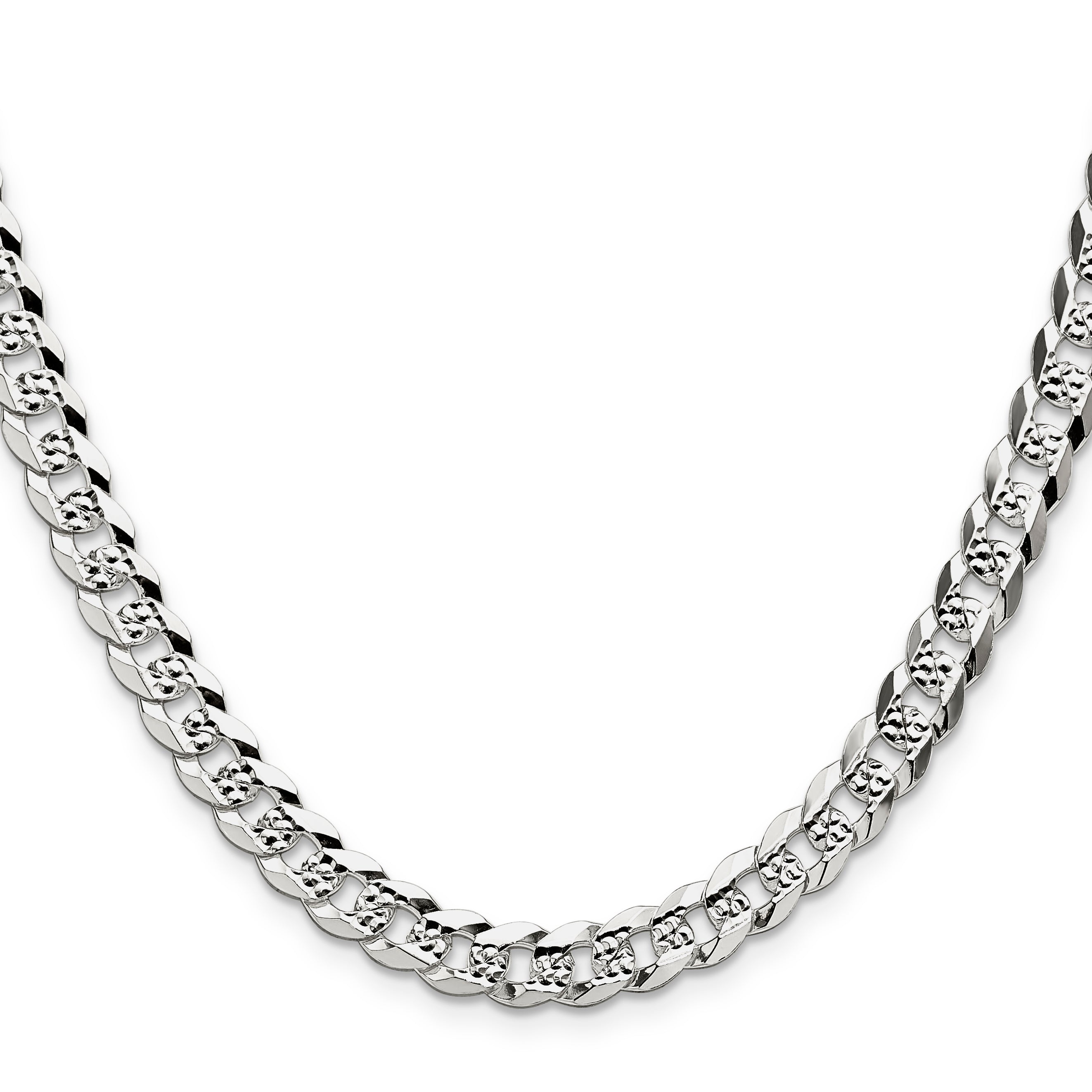 Sterling Silver 6.75mm Flat D/C Pave Curb Chain Secondary image
