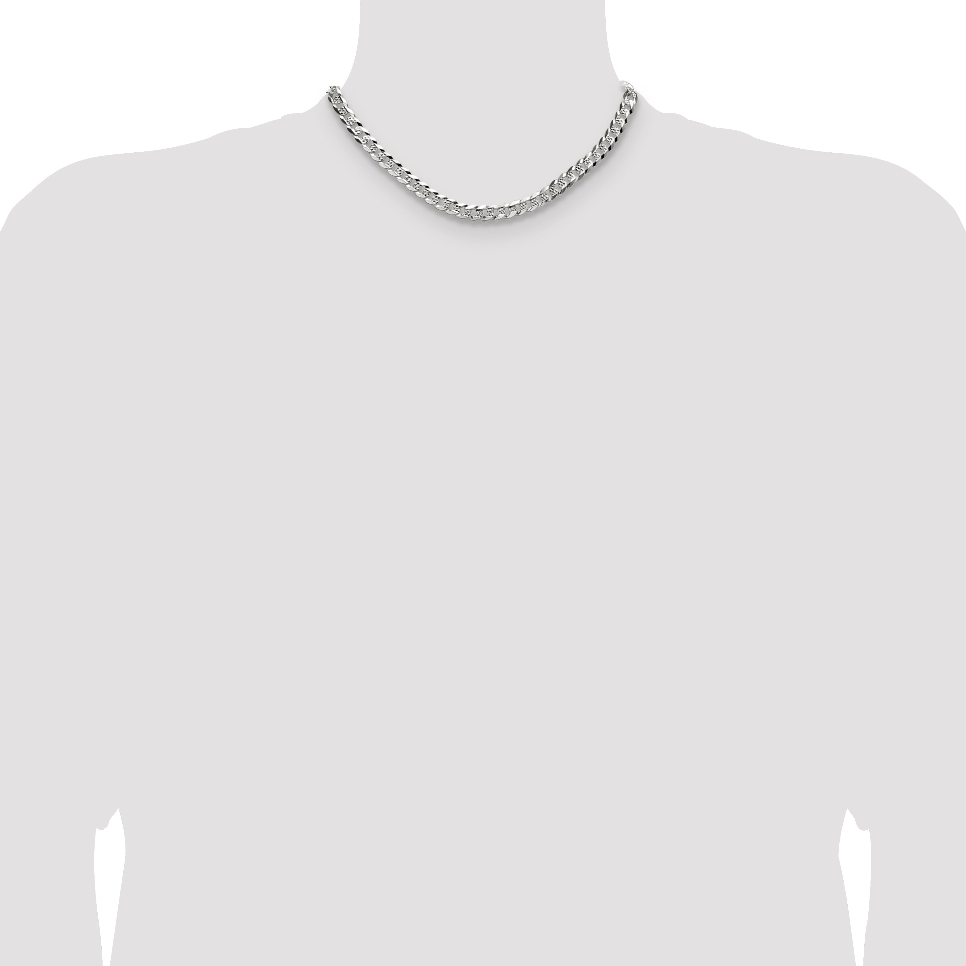Sterling Silver 6.75mm Flat D/C Pave Curb Chain