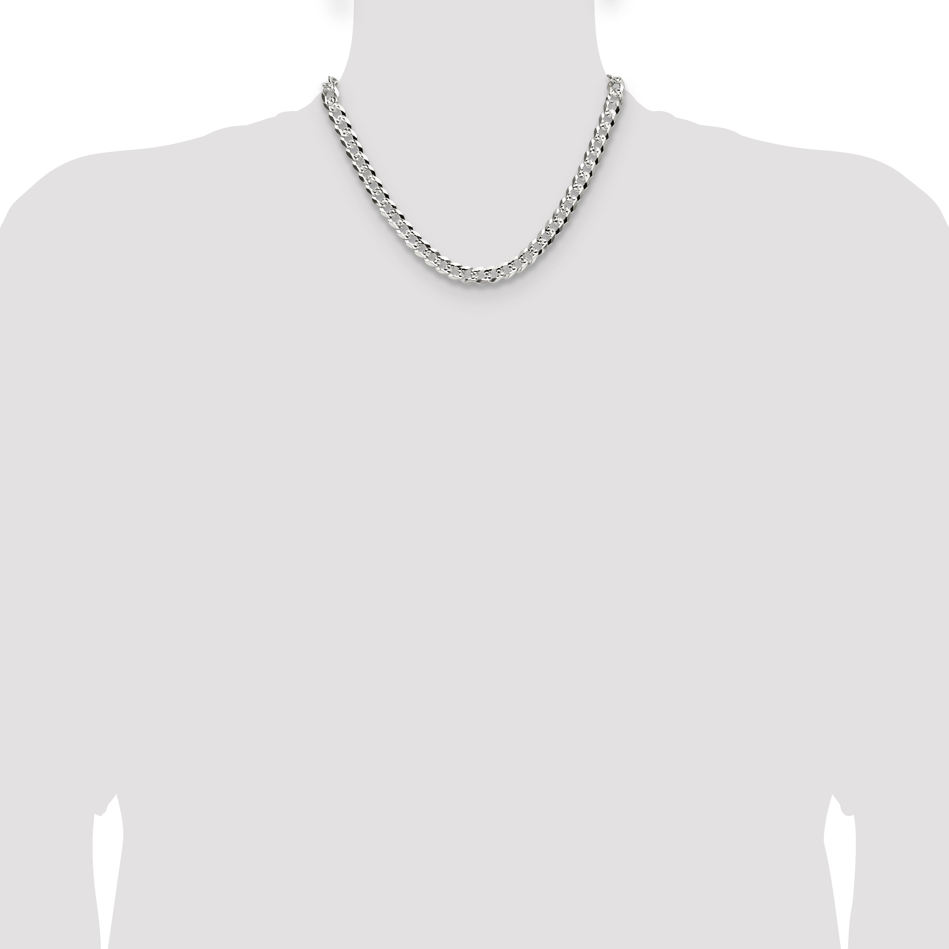 Sterling Silver 8.25mm Flat D/C Pave Curb Chain
