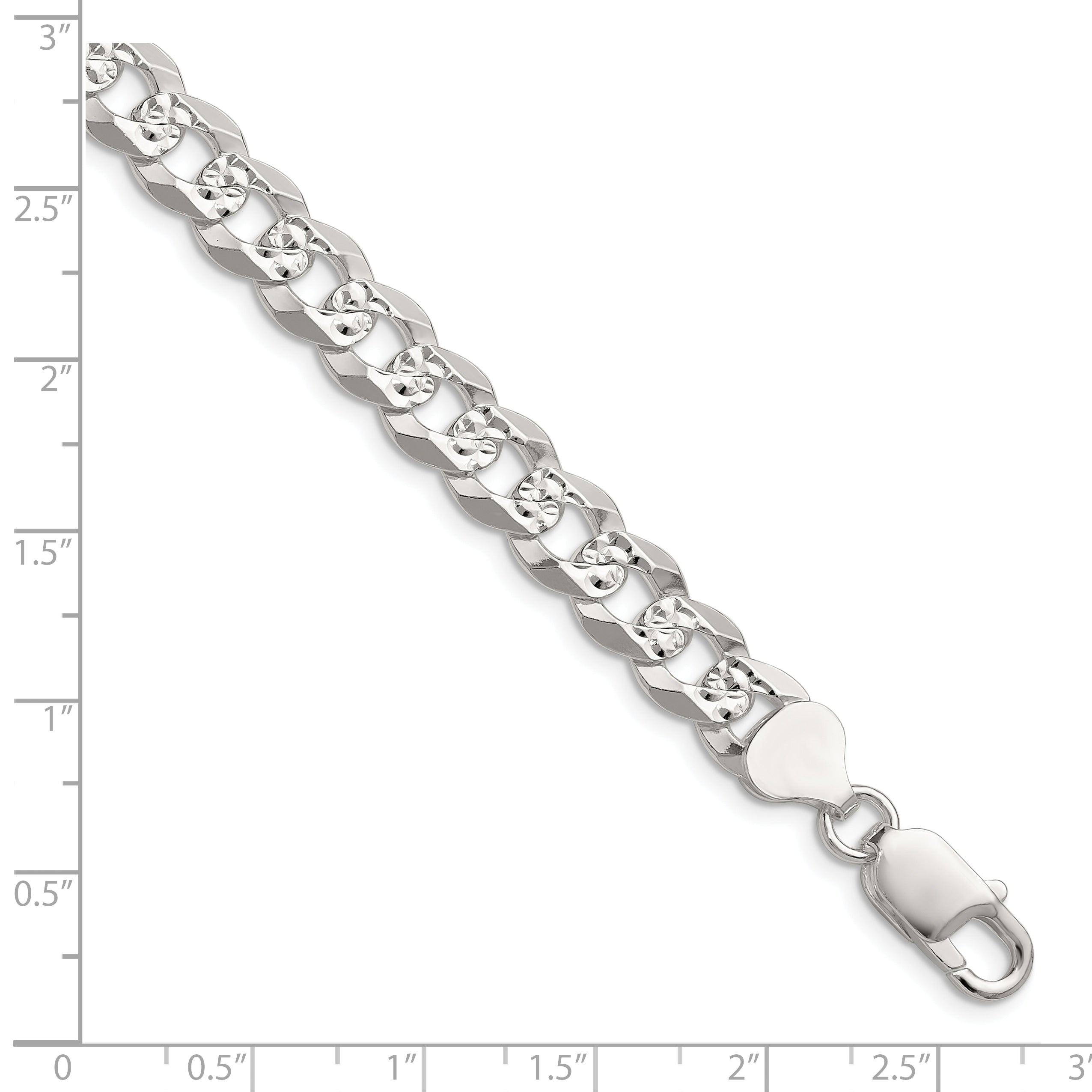 Sterling Silver 8.25mm Flat D/C Pave Curb Chain Secondary image