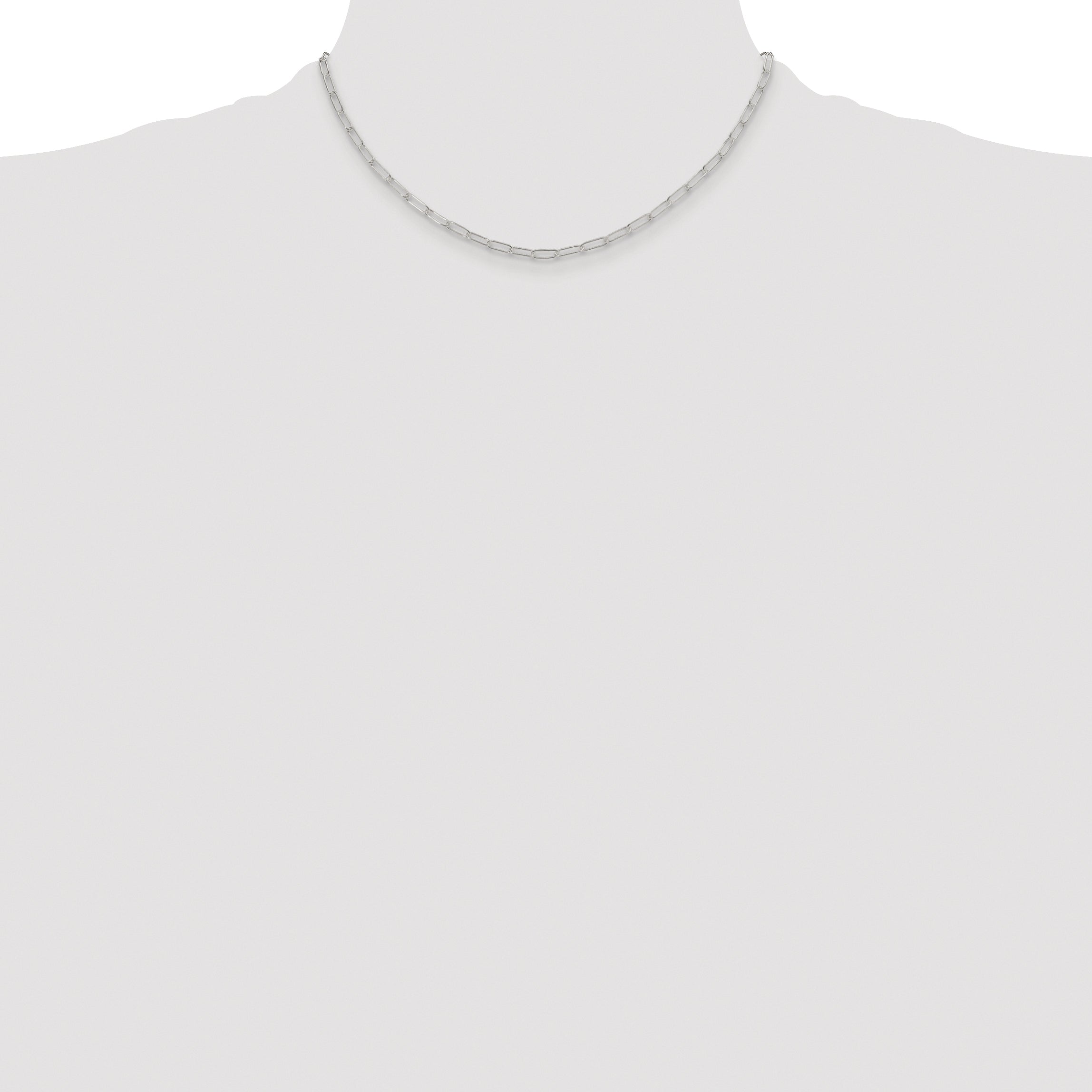 Sterling Silver Rhodium-plated Polished 2.9mm Elongated Cable Chain