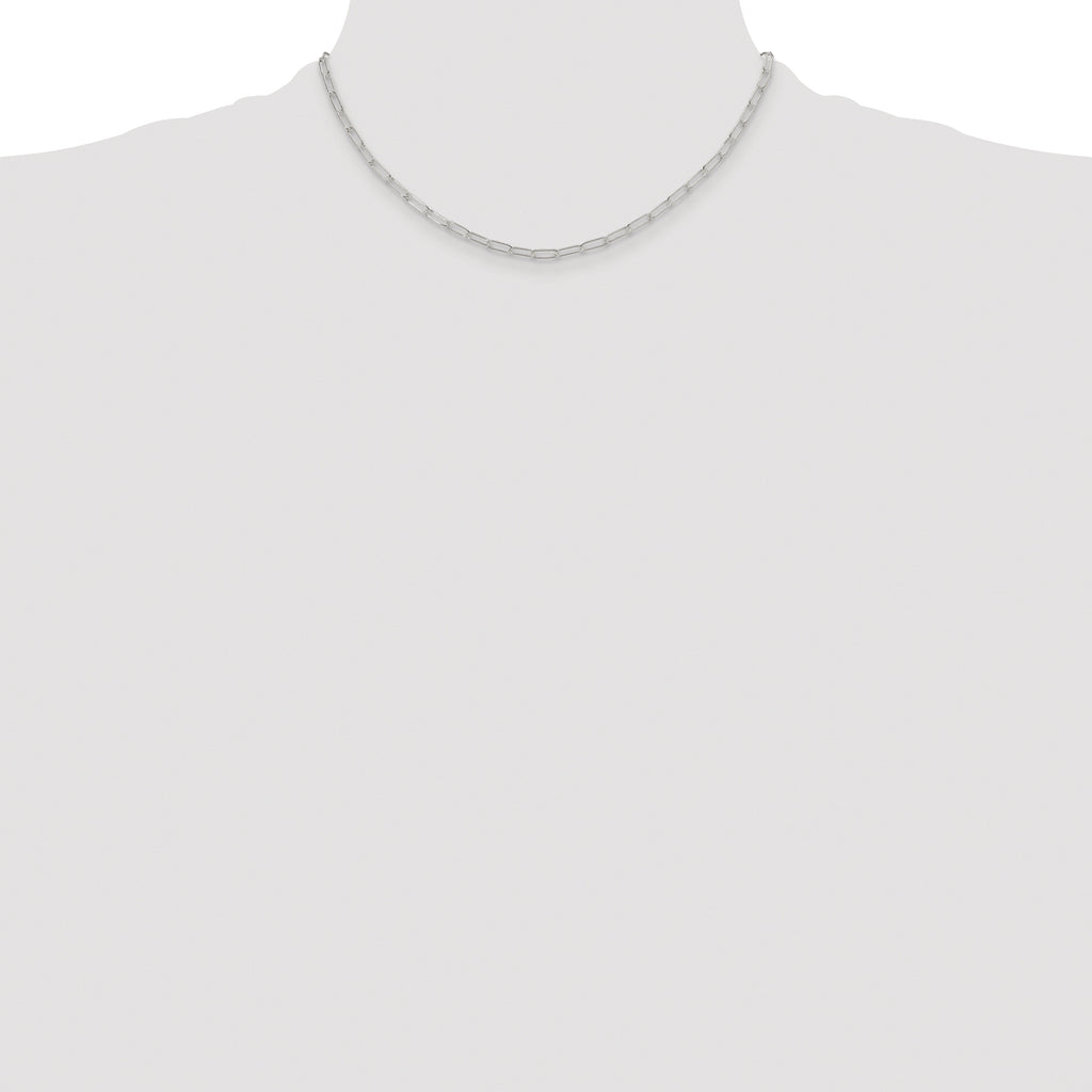 Sterling Silver Rhodium-plated Polished 2.9mm Elongated Cable Chain