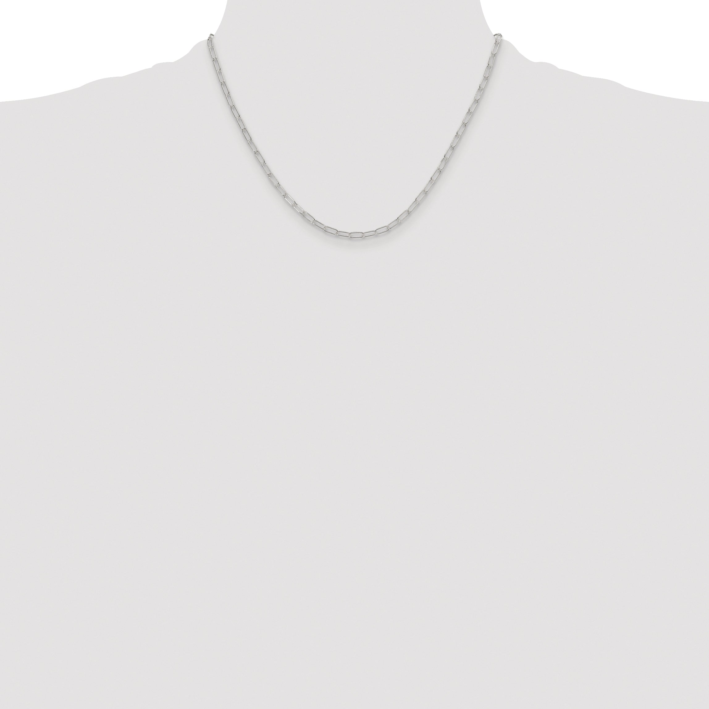 Sterling Silver Rhodium-plated Polished 2.9mm Elongated Cable Chain