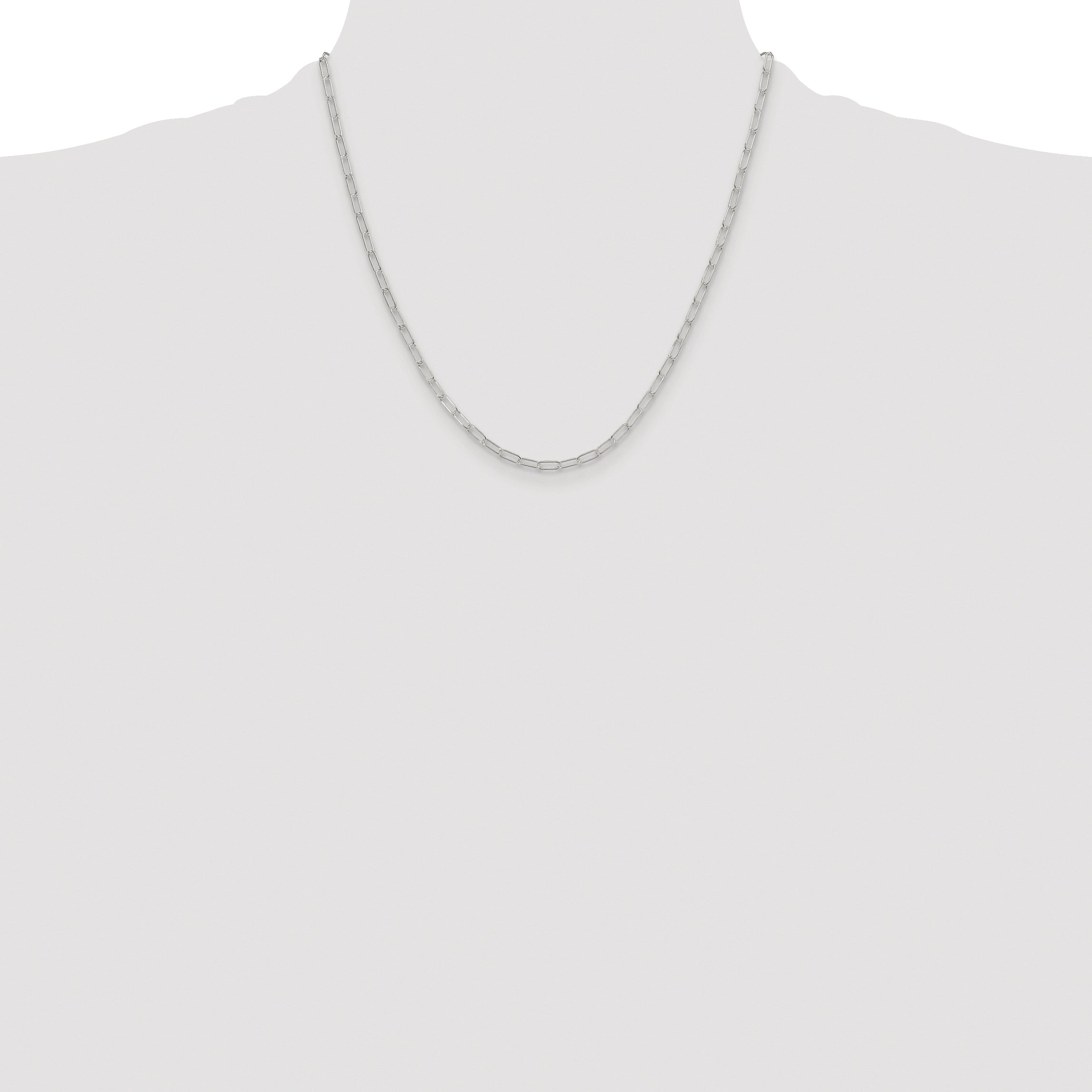 Sterling Silver Rhodium-plated Polished 2.9mm Elongated Cable Chain