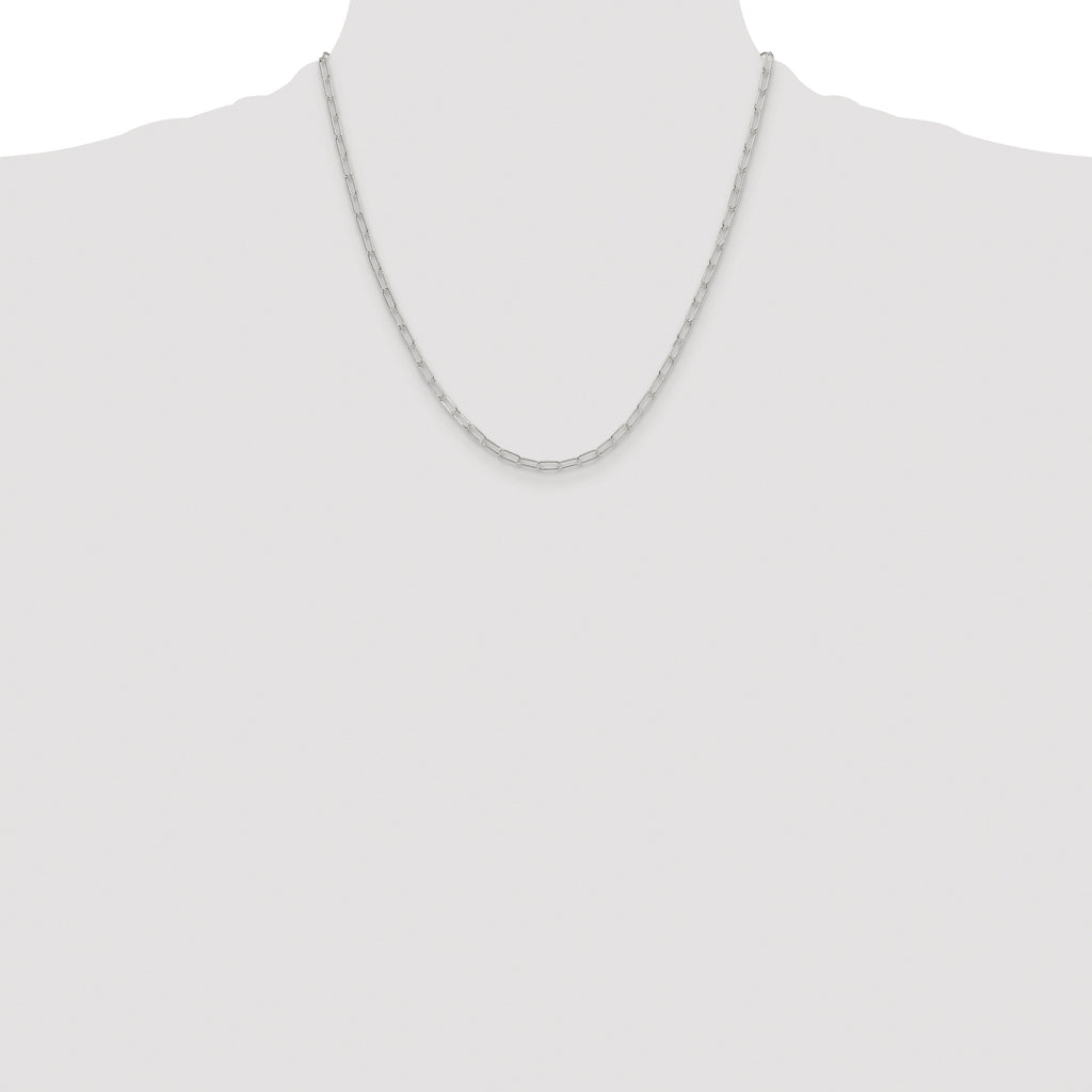 Sterling Silver Rhodium-plated Polished 2.9mm Elongated Cable Chain