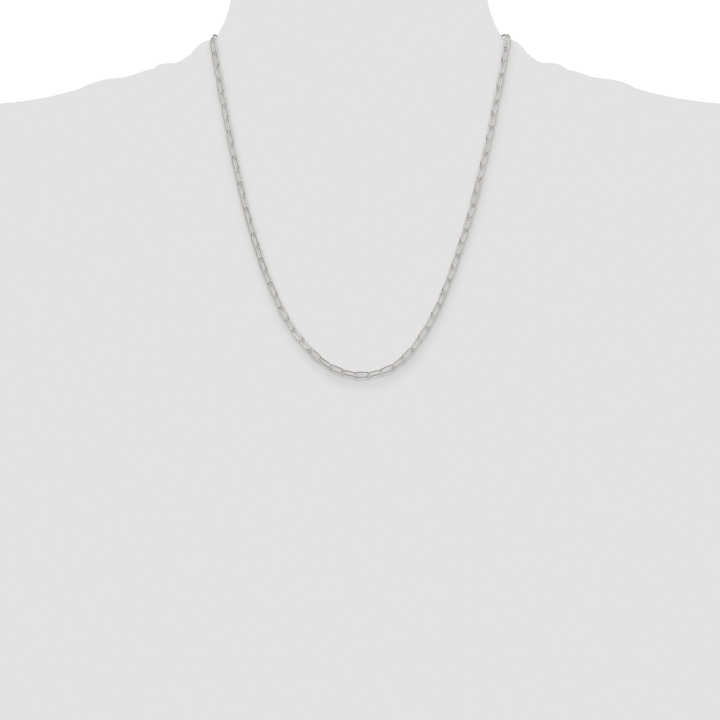 Sterling Silver Rhodium-plated Polished 2.9mm Elongated Cable Chain