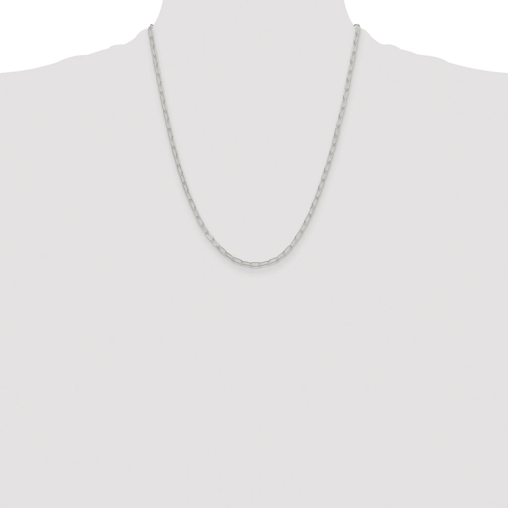 Sterling Silver Rhodium-plated Polished 2.9mm Elongated Cable Chain