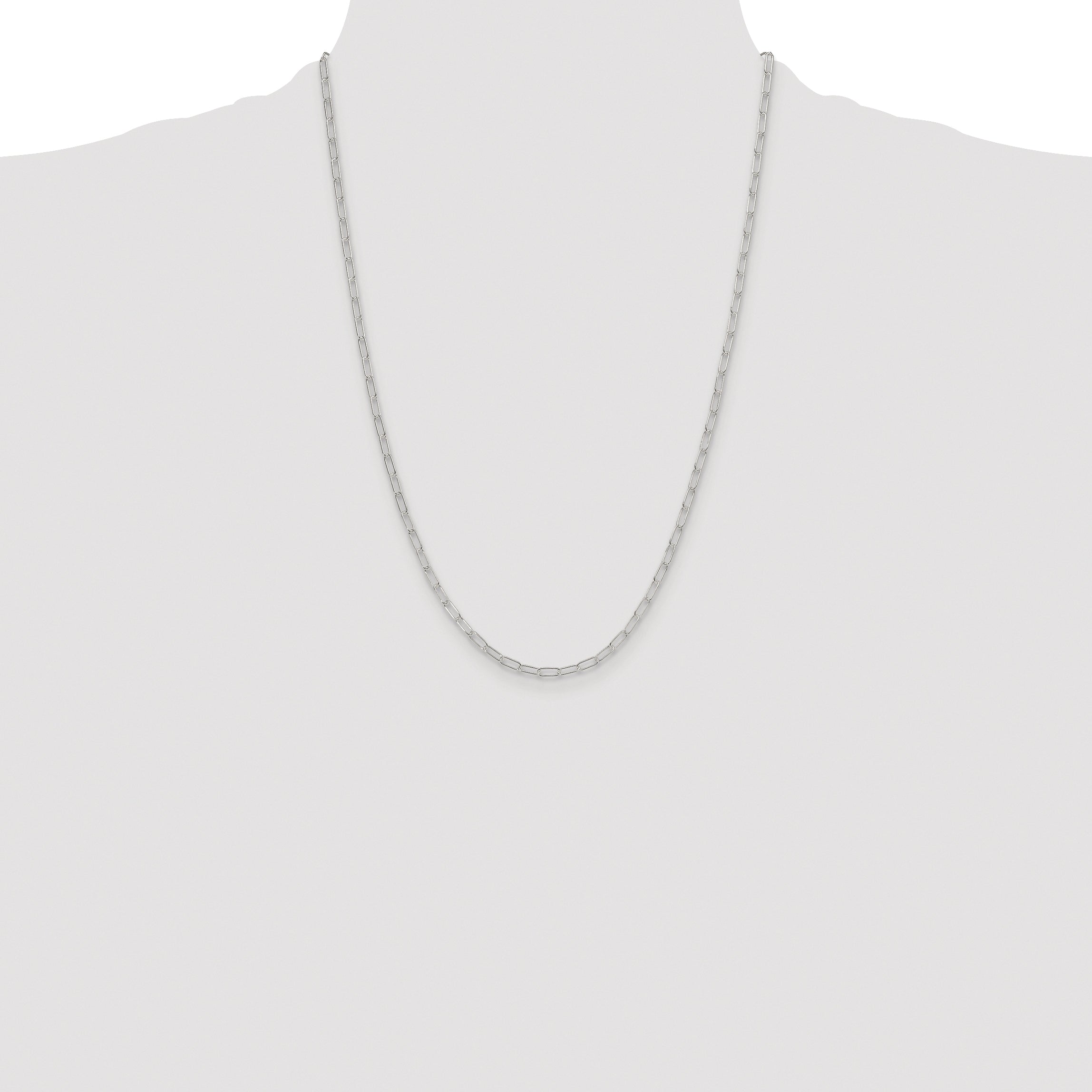 Sterling Silver Rhodium-plated Polished 2.9mm Elongated Cable Chain