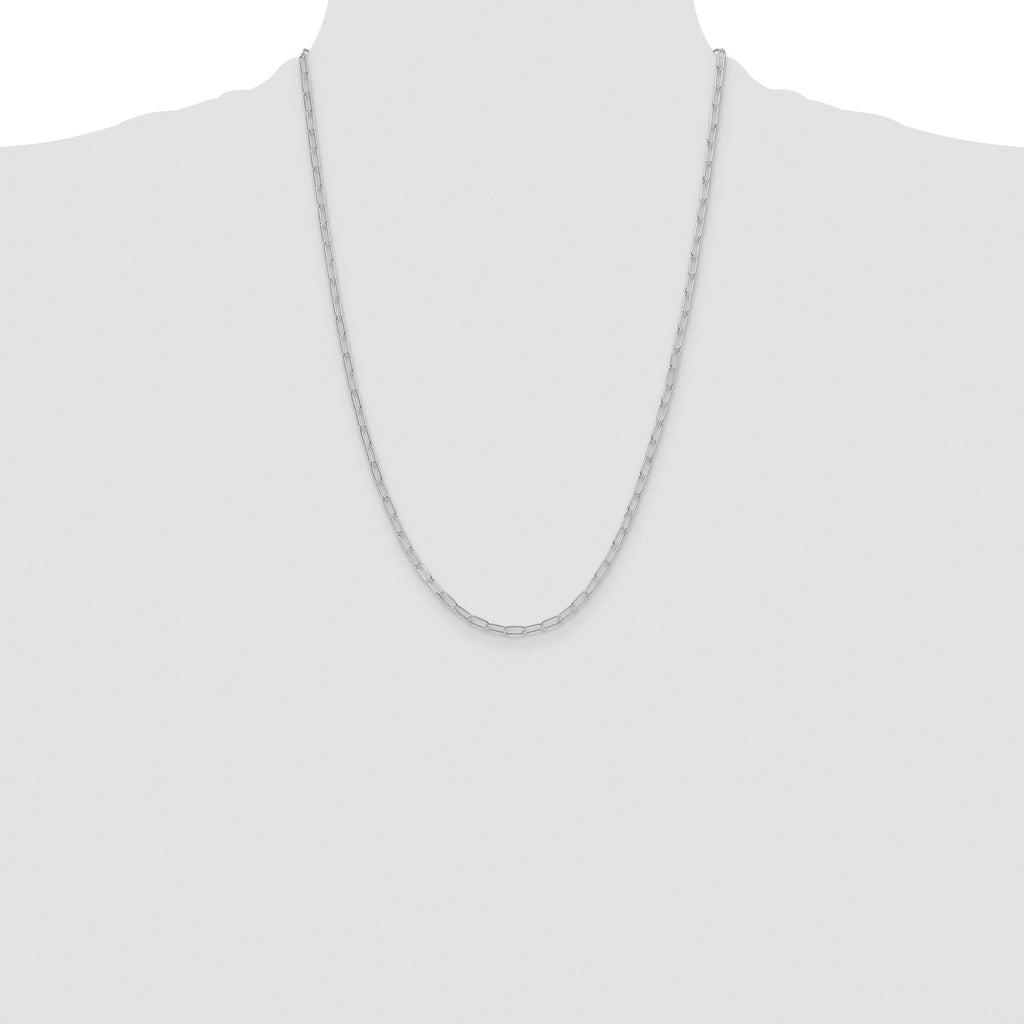 Sterling Silver Rhodium-plated Polished 2.9mm Elongated Cable Chain