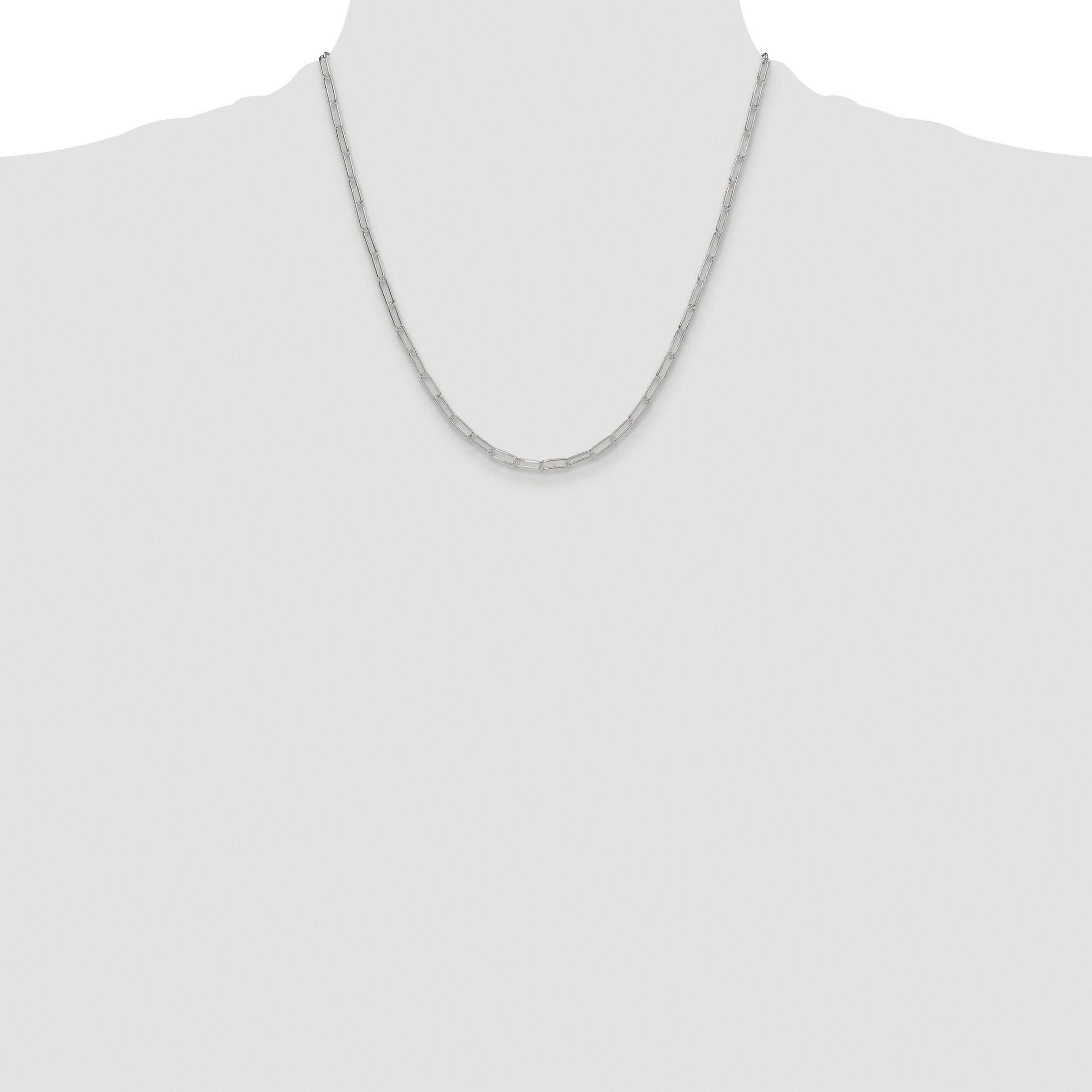 Sterling Silver Rhodium-plated Polished 3.15mm Paperclip Chain