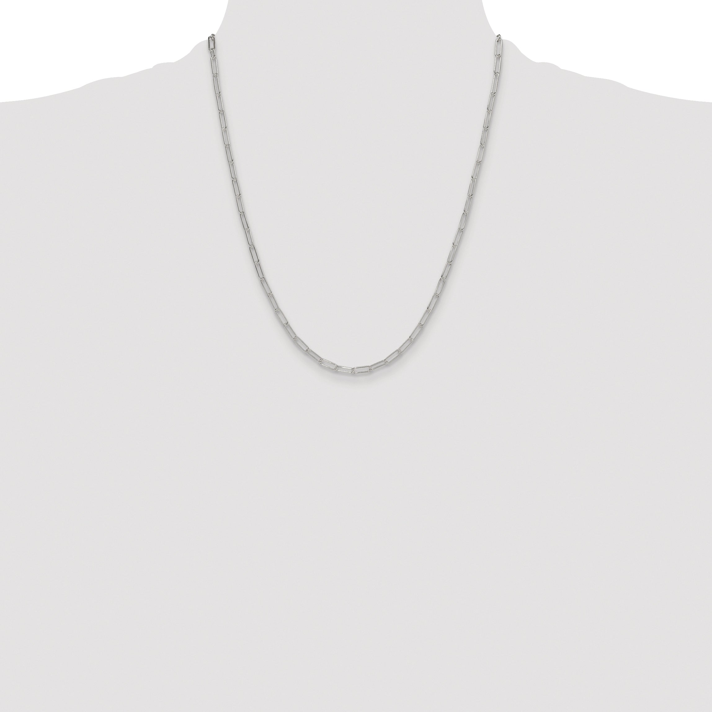 Sterling Silver Rhodium-plated Polished 3.15mm Paperclip Chain