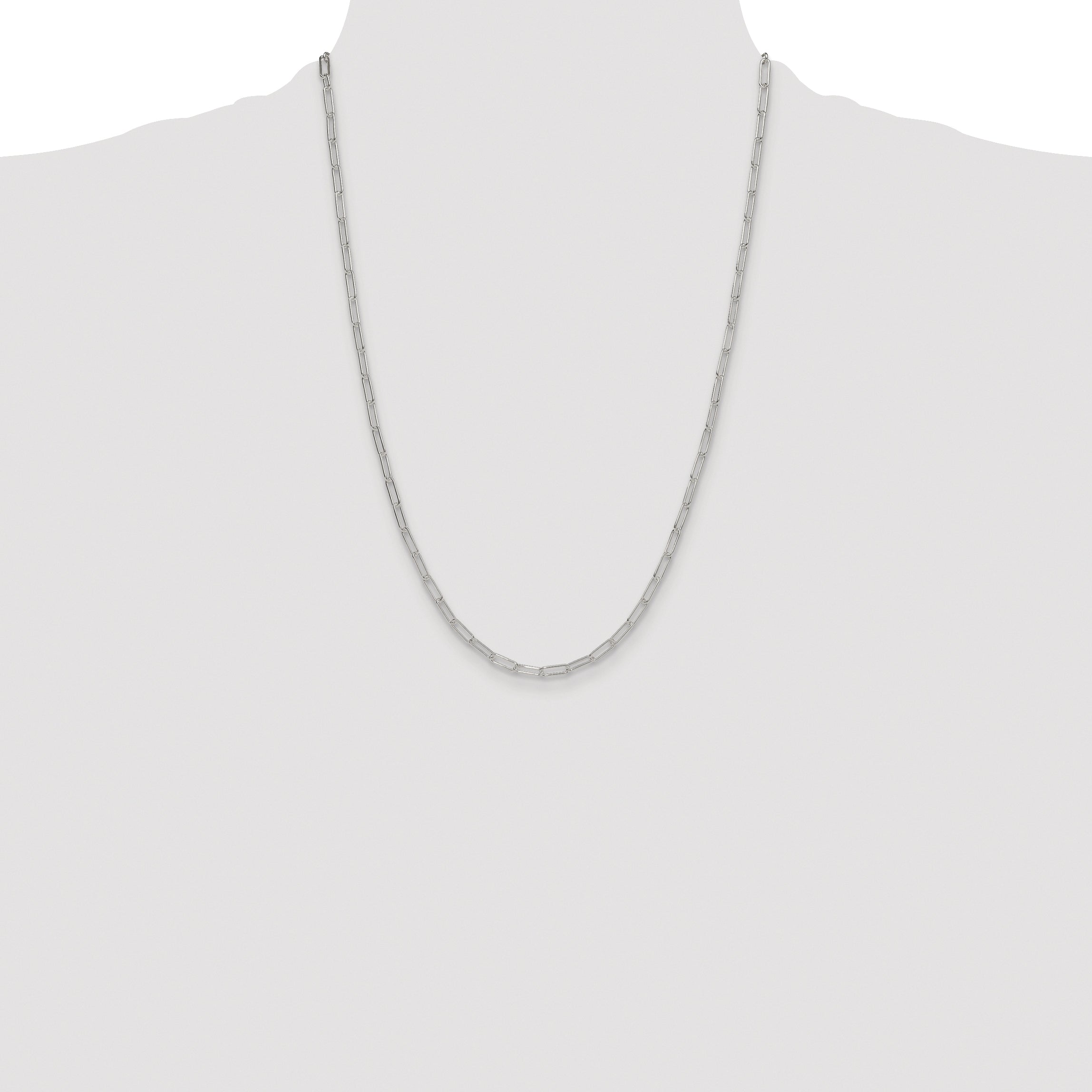 Sterling Silver Rhodium-plated Polished 3.15mm Paperclip Chain
