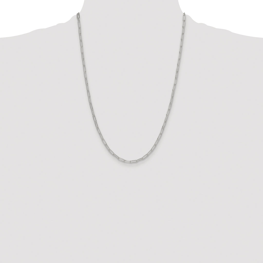Sterling Silver Rhodium-plated Polished 3.15mm Paperclip Chain