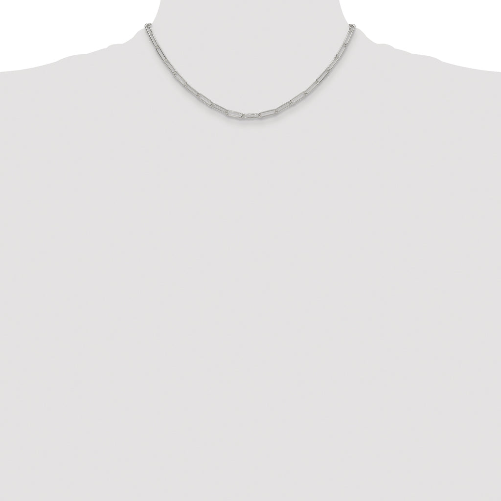 Sterling Silver Rhodium-plated Polished 3.5mm Elongated Cable Chain