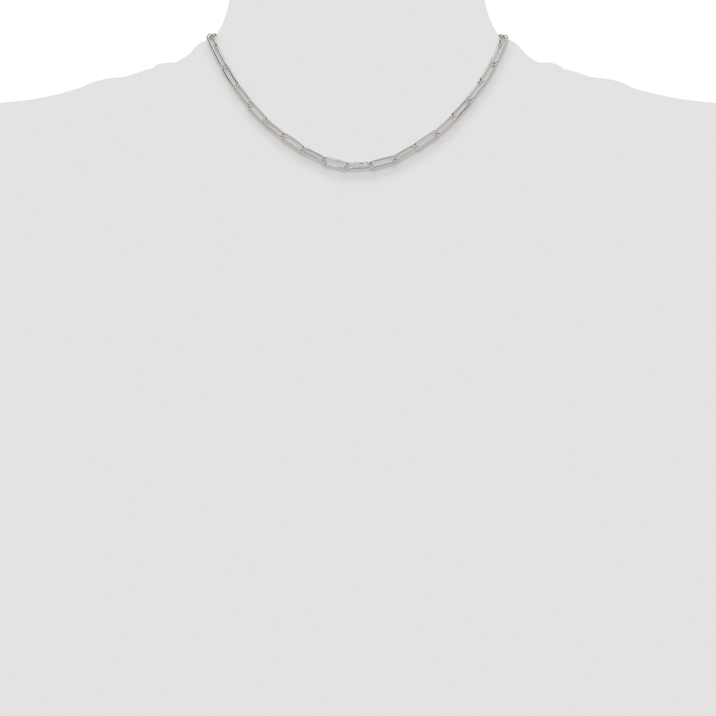 Sterling Silver Rhodium-plated Polished 3.5mm Elongated Cable Chain