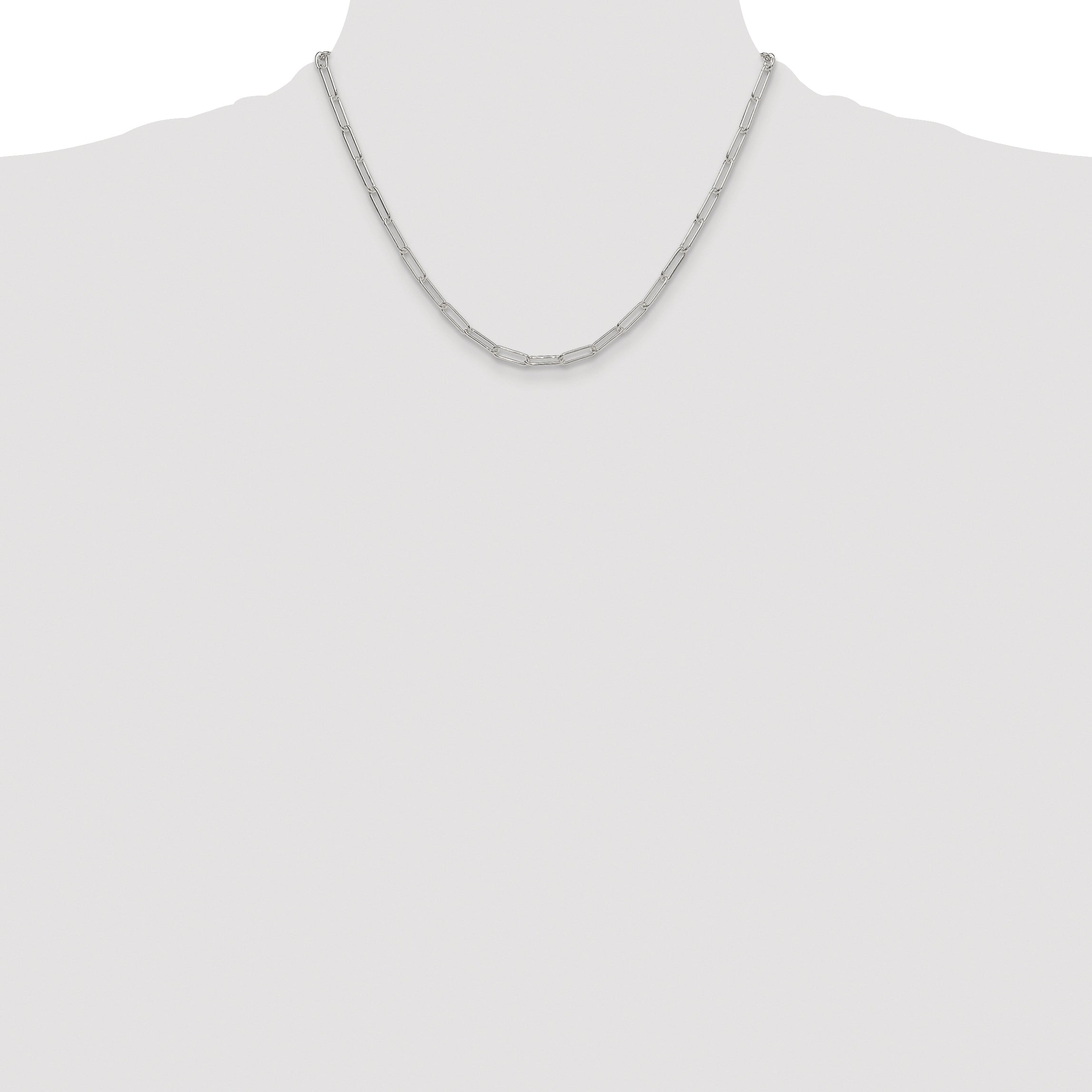 Sterling Silver Rhodium-plated Polished 3.5mm Elongated Cable Chain