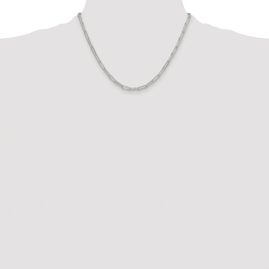 Sterling Silver Rhodium-plated Polished 3.5mm Elongated Cable Chain