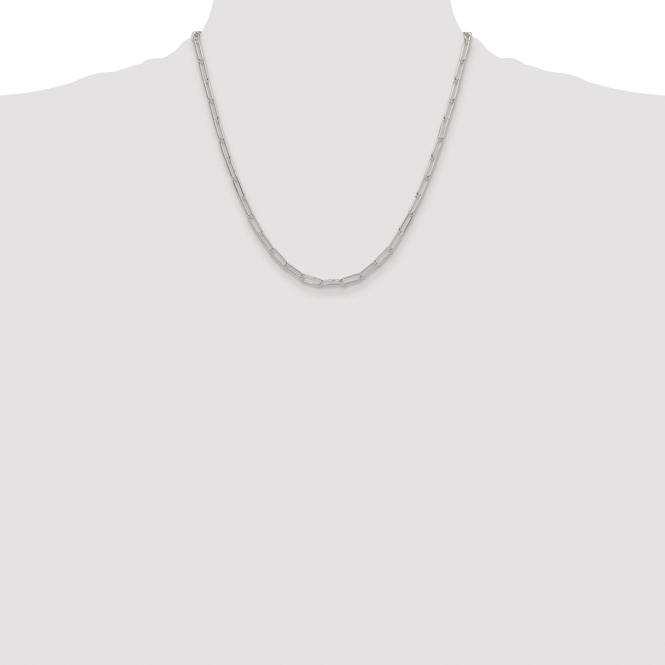 Sterling Silver Rhodium-plated Polished 3.5mm Elongated Cable Chain