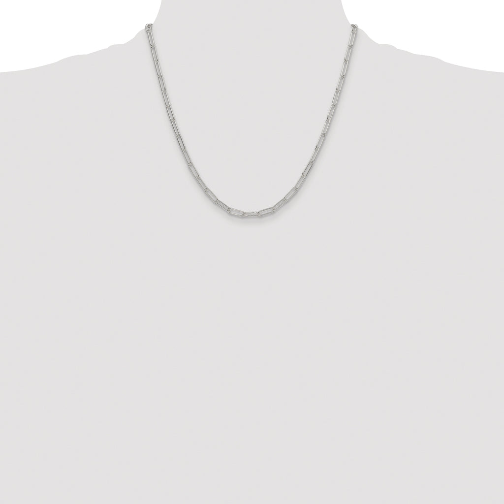 Sterling Silver Rhodium-plated Polished 3.5mm Elongated Cable Chain