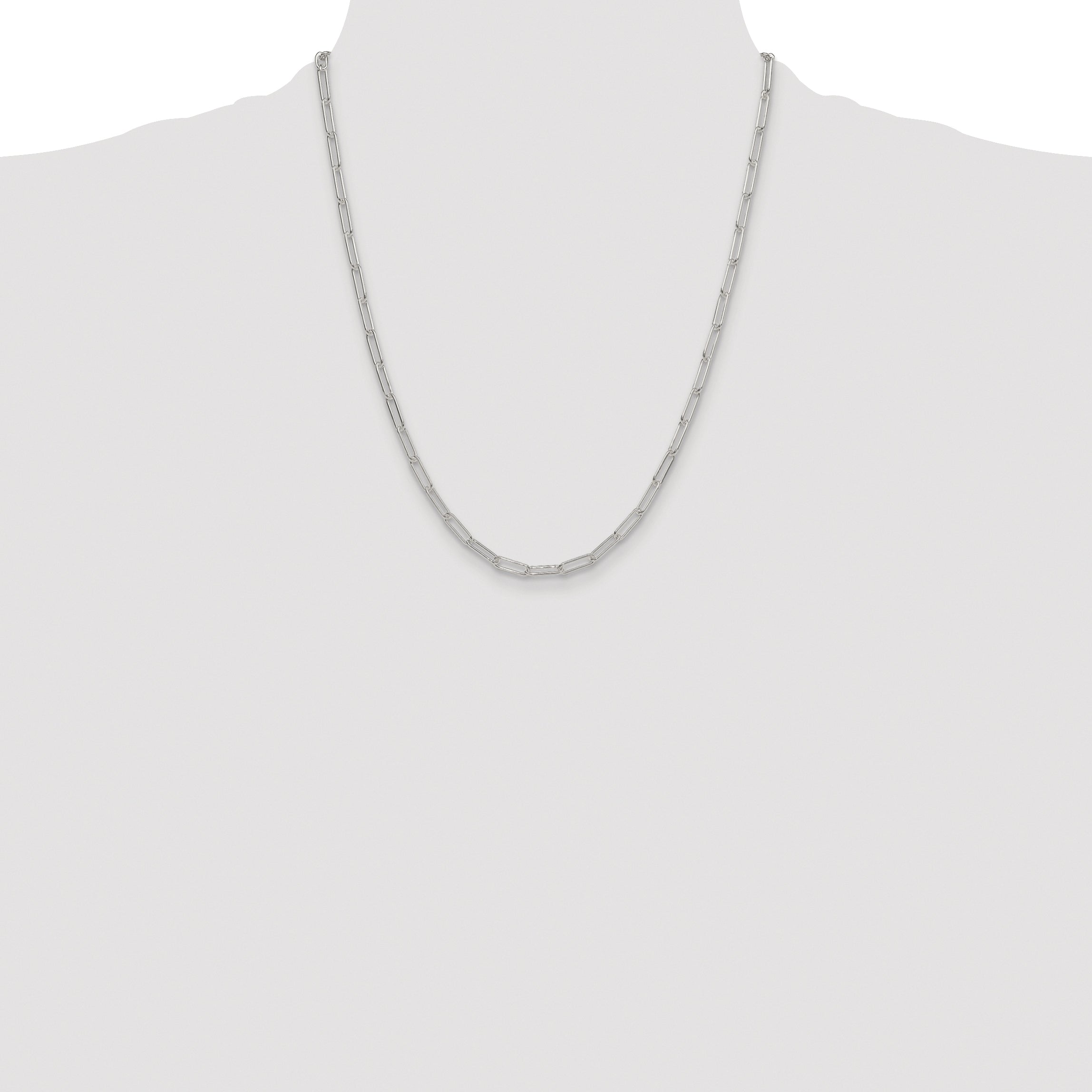 Sterling Silver Rhodium-plated Polished 3.5mm Elongated Cable Chain