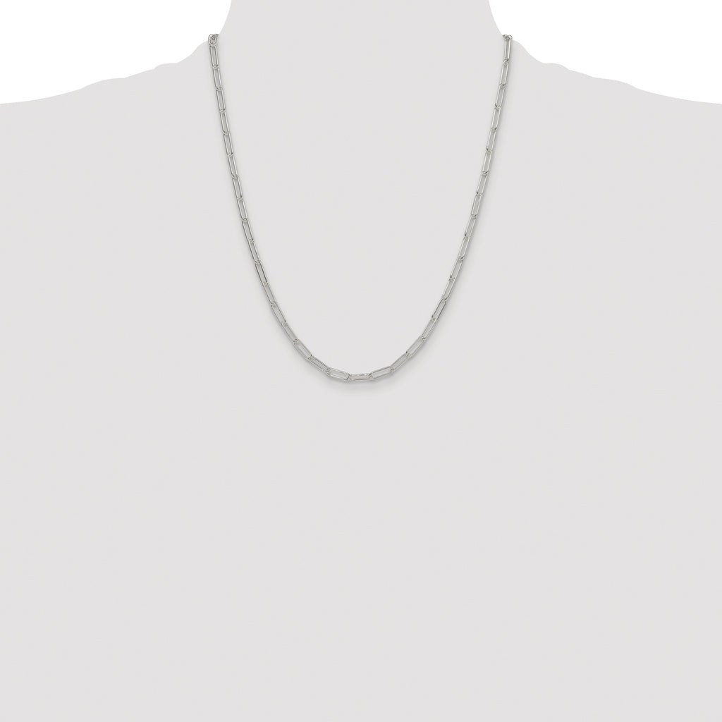 Sterling Silver Rhodium-plated Polished 3.5mm Elongated Cable Chain