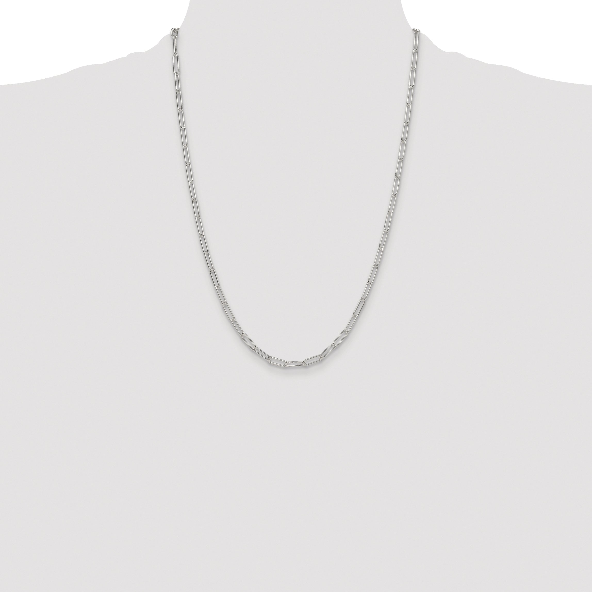 Sterling Silver Rhodium-plated Polished 3.5mm Elongated Cable Chain