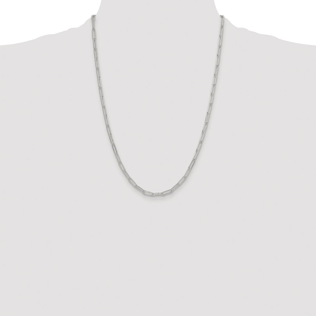 Sterling Silver Rhodium-plated Polished 3.5mm Elongated Cable Chain