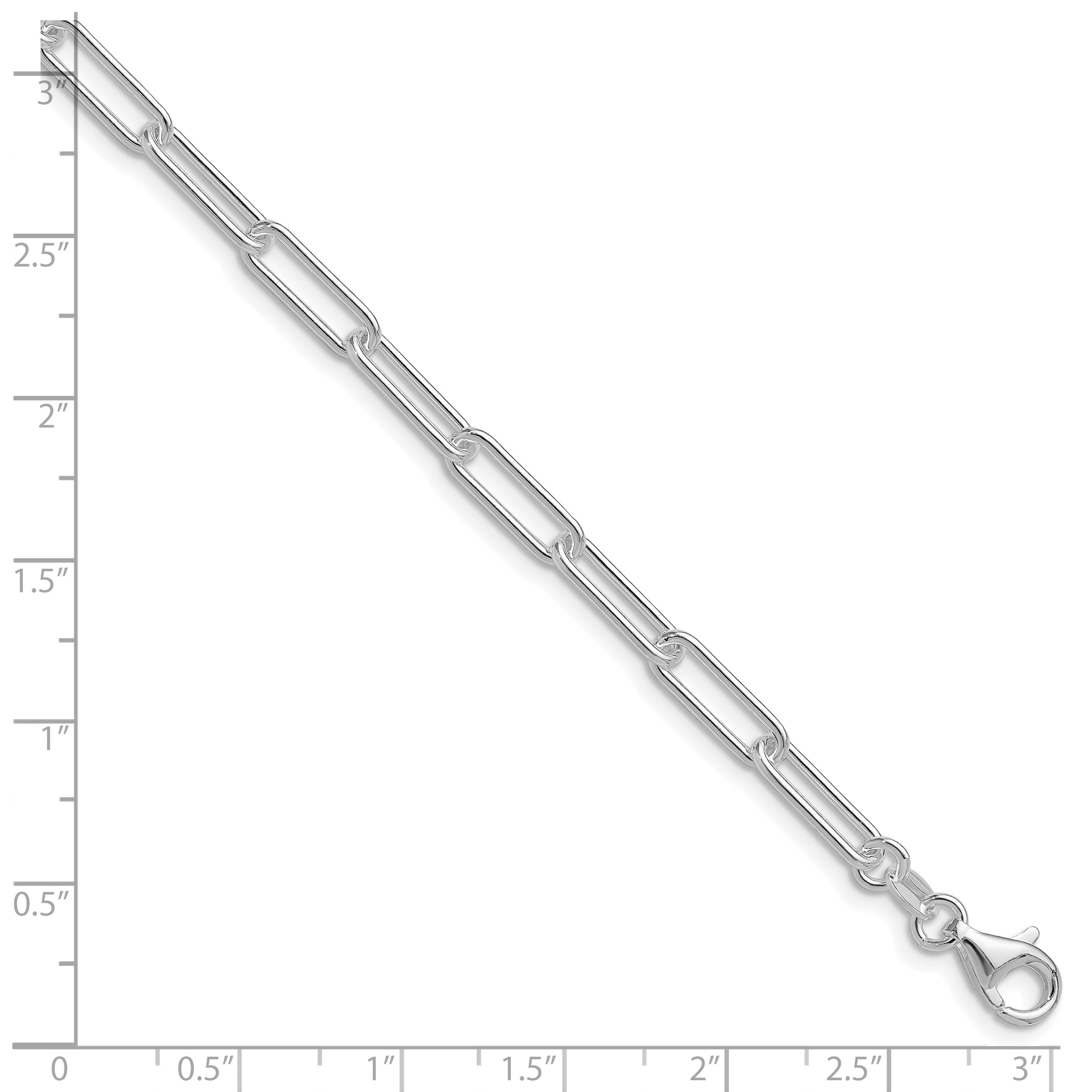 Sterling Silver Rhodium-plated Polished 4.5mm Paperclip Chain