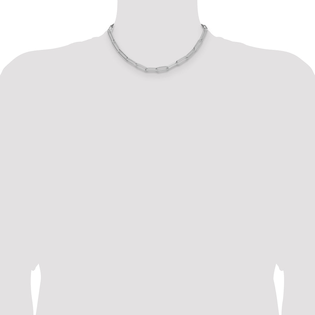 Sterling Silver Rhodium-plated Polished 5.5mm Paperclip Chain