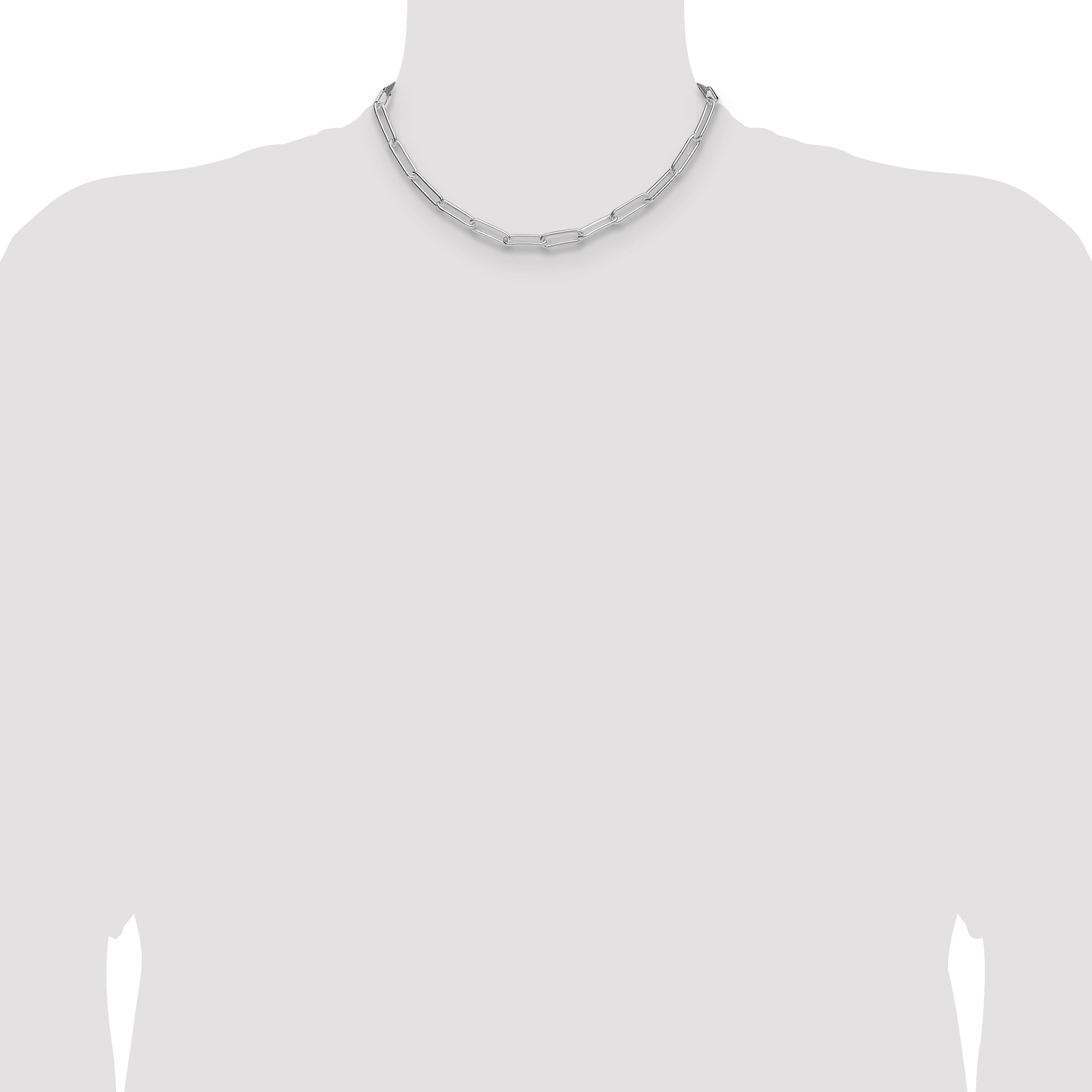 Sterling Silver Rhodium-plated Polished 5.5mm Paperclip Chain