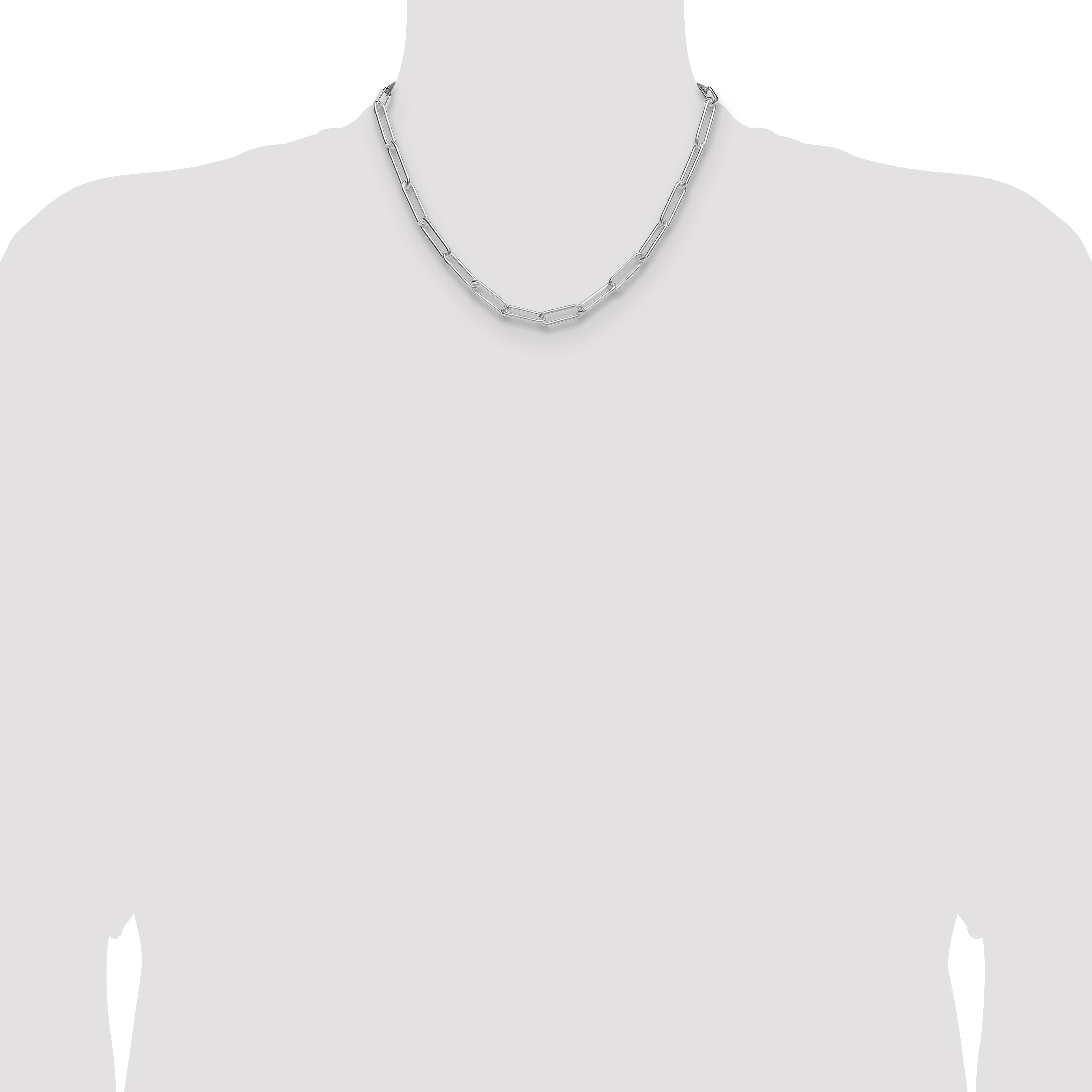 Sterling Silver Rhodium-plated Polished 5.5mm Paperclip Chain