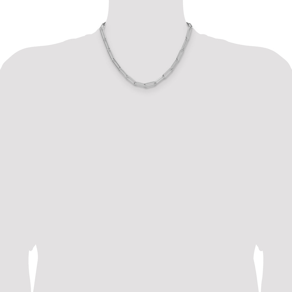 Sterling Silver Rhodium-plated Polished 5.5mm Paperclip Chain