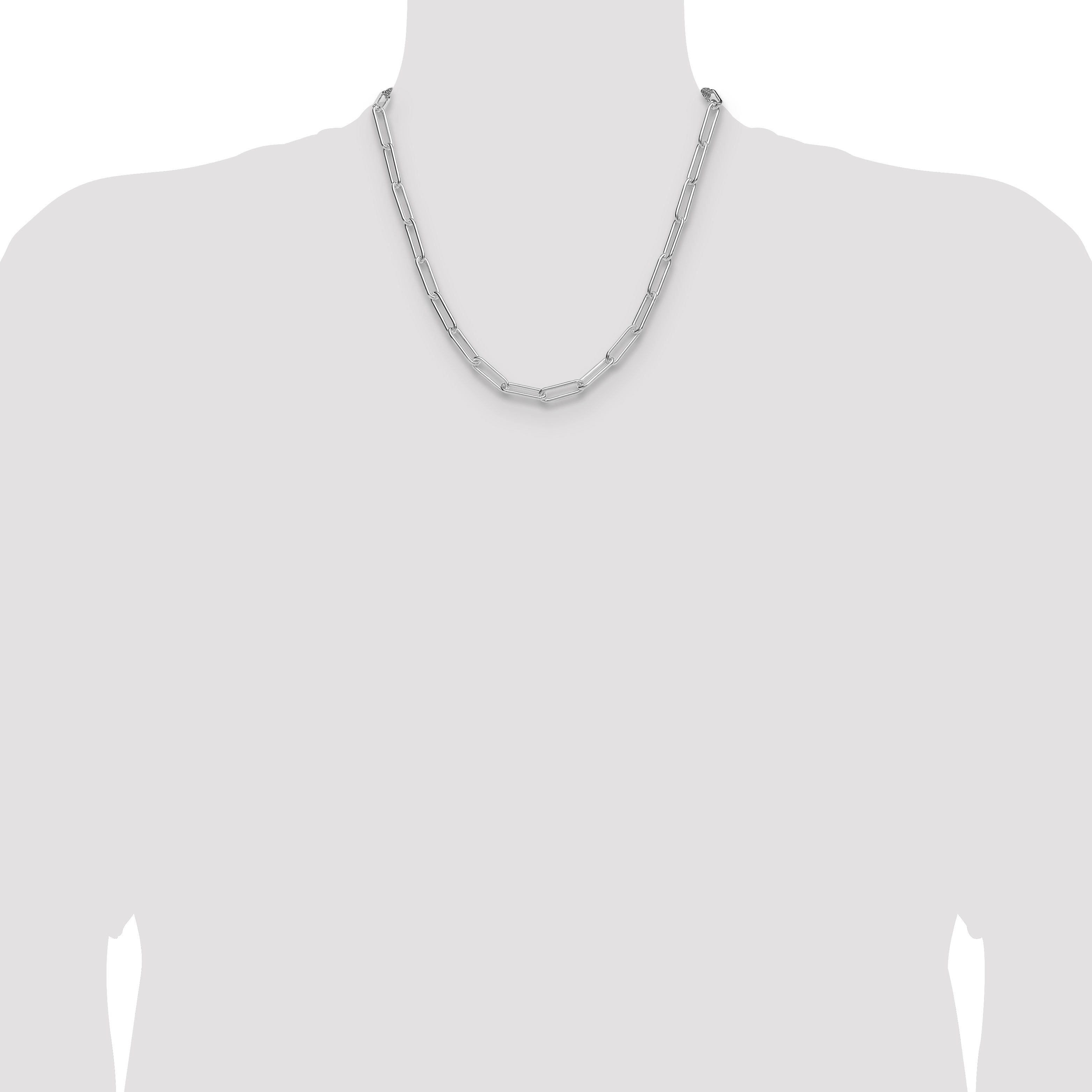 Sterling Silver Rhodium-plated Polished 5.5mm Paperclip Chain