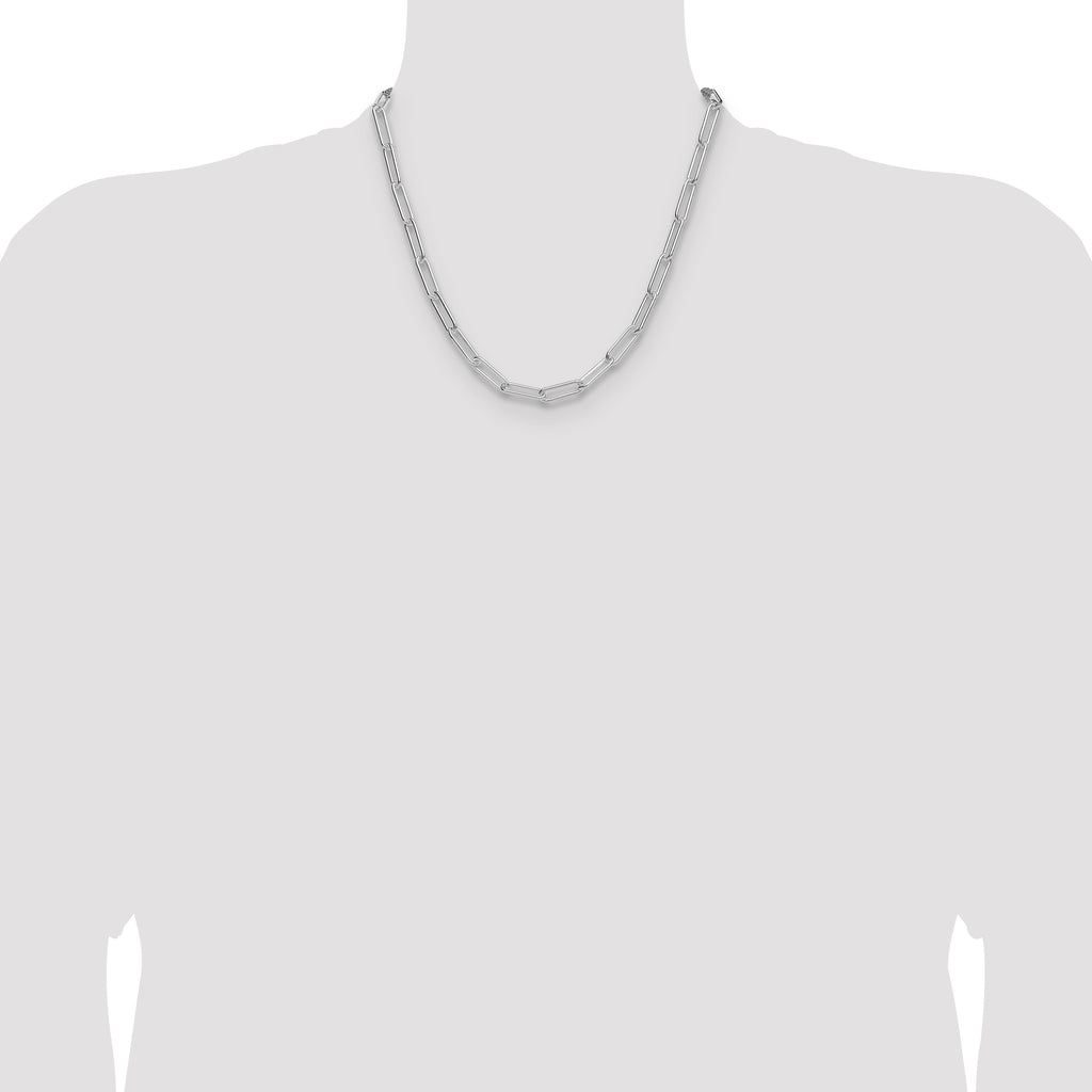 Sterling Silver Rhodium-plated Polished 5.5mm Paperclip Chain